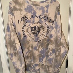 Hollister Men's Los Angeles Tie-Dye Sweater - Blue and Cream